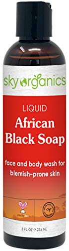 Liquid African Black Soap (8 oz) Black Soap Face & Body Wash Authentic African Black Liquid Soap Wash from Ghana African Black Soap Face Wash African Face & Body Wash - Vegan Cruelty-free