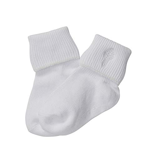 Born to Love First Communion, Baptism, Christening Socks with Cross Embroidery for Boys, 6 to 12 Months, White