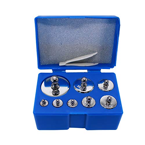 Book Cover HFS (R) M2 Class Scale Balance Calibration Weight Set with Case-10-500g (8pcs: 10g,20g,20g,50g,100g,100g,200g,500g) 8pcs is 1000 Gram Total