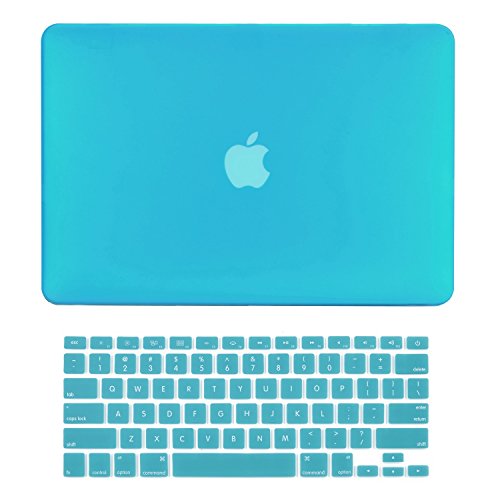 TOP CASE - 2 in 1 Signature Bundle Rubberized Hard Case and Keyboard Cover ONLY Compatible MacBook Air 13" A1369 & A1466 (Older Version, Release 2010-2017) - Aqua Blue