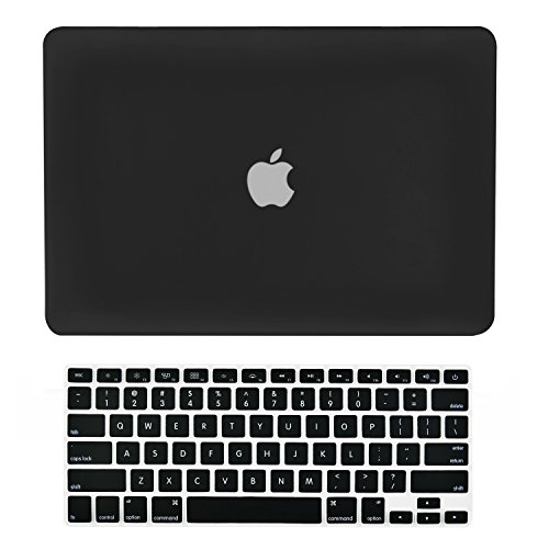 TOP CASE - 2 in 1 Signature Bundle Rubberized Hard Case and Keyboard Cover ONLY Compatible MacBook Air 13" A1369 & A1466 (Older Version, Release 2010-2017) - Black