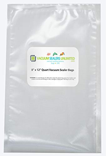 Vacuum Sealers Unlimited 100-8" x 12" Quart Bags - Thicker, Heavy-Duty Commercial Quality Textured Vacuum Sealer Bags For Foodsaver etc- BPA Free & FDA Approved