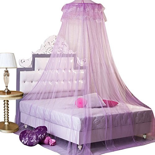 Book Cover GYBest Round Lace Curtain Dome Bed Canopy Netting Princess Bed Net (Purple)