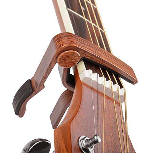 Book Cover Rinastore 6-String Acoustic & Electric Guitar Capo- Single Handed Capo, Rosewood Color