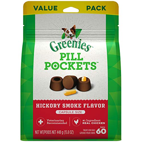 Book Cover GREENIES Pill Pockets Natural Dog Treats, Capsule Size, Hickory Smoke Flavor