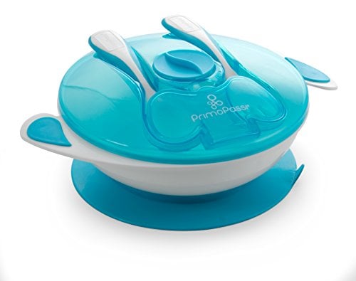 Book Cover Primo Passi Baby Suction Bowl with Utensils, Fork & Spoon (Blue)