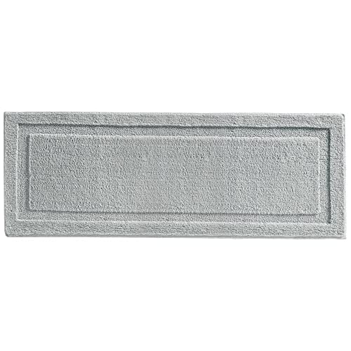 mDesign Microfiber Polyester Non-Slip Extra-Long Bathroom Rug, Soft Plush Water Absorbent Accent Bath Mat, Bath Rug - for Bathroom Shower - Machine Washable - Hydra Collection - Gray