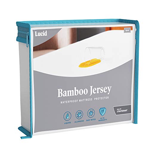 Book Cover LUCID Premium Rayon from Bamboo Jersey Mattress Protector - Ultra Soft - Waterproof - Full