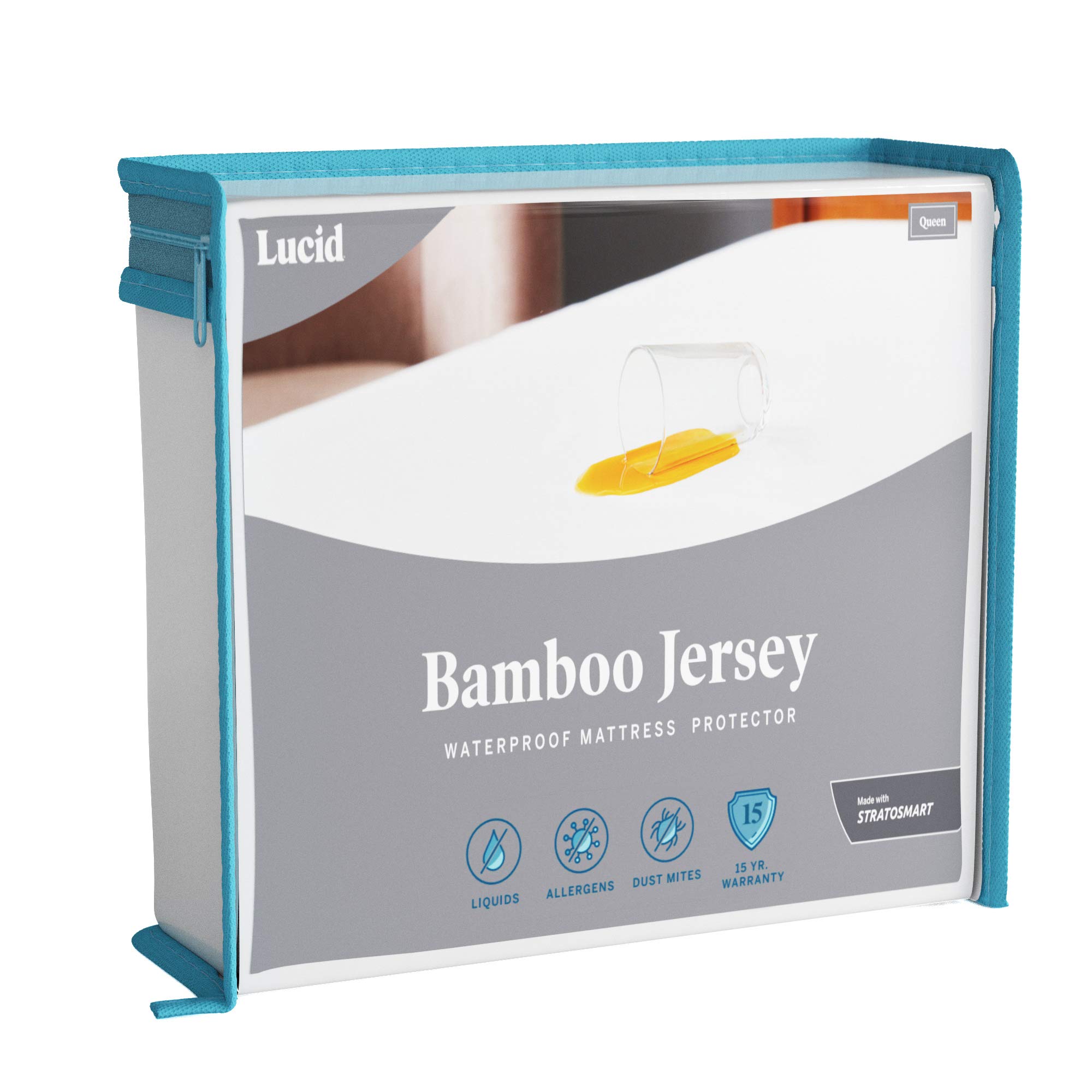 Book Cover LUCID Premium Rayon from Bamboo Jersey Mattress Protector - Ultra Soft - Waterproof - Twin XL, White