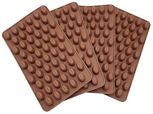 Book Cover AxeSickle 4PCS Mini Coffee Beans Chocolate Mold Silicon Mold Small Candy Molds, Hard Candy Mold, Baking Mold DIY Cake Decorating.