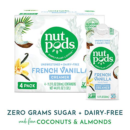 Book Cover nutpods French Vanilla, Unsweetened Dairy-Free Liquid Coffee Creamer Made From Almonds and Coconuts (4-pack)