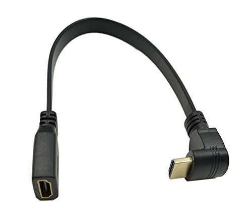Book Cover CERRXIAN 1FT Flat Slim High Speed HDMI Extension Cable A Female to 90 Degree Down Angle A Male Cord