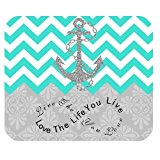 genetice Live the Life You Love, Love the Life You Live Gray Anchor Turquoise Chevron & European Retro Personality Desings Gaming Mouse Pad Style