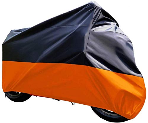 Tokept Tokept Black and Orange Waterproof Sun Motorcycle Cover (XXXL).116" for Honda Kawasaki Yamaha Suzuki Harley Davidson