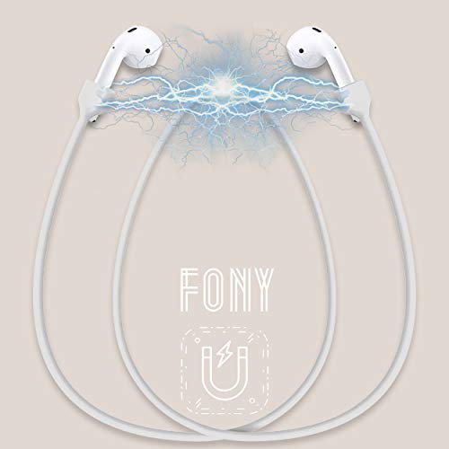 Book Cover FONY Airpods Strap Magnetic Cord Ultra Strong Edition Leash - Anti-Lost Sport String Compatible with Airpods Pro 2 1 (White)
