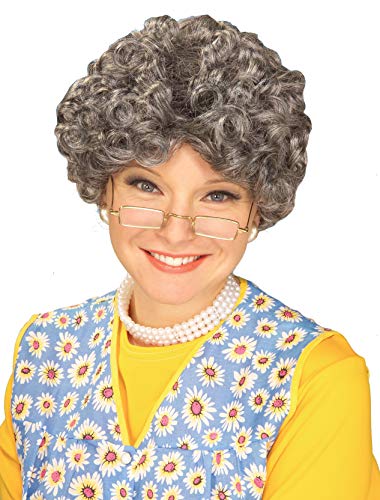 Party Hair Adult Funny YO Momma Old Grey Gray Lady Woman Costume Wig Madea Granny