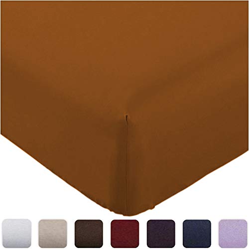 Mellanni Fitted Sheet Queen Mocha - Brushed Microfiber 1800 Bedding - Wrinkle, Fade, Stain Resistant - Deep Pocket - 1 Single Fitted Sheet Only (Queen, Mocha)