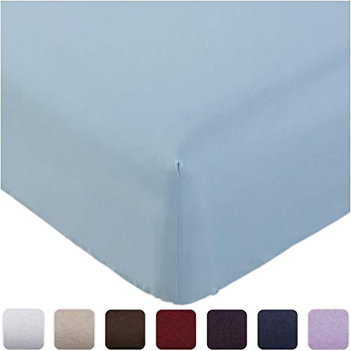 Book Cover Mellanni Fitted Sheet TwinXL Blue-Hydrangea - Brushed Microfiber 1800 Bedding - College Dorm Room - Wrinkle, Fade, Stain Resistant - Deep Pocket - 1 Single Fitted Sheet Only (Twin XL, Blue Hydrangea)