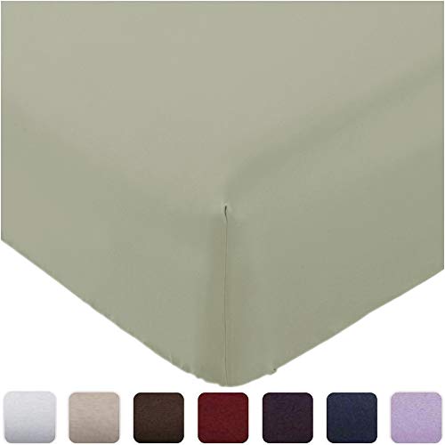 Mellanni Fitted Sheet King Spa-Mint - Brushed Microfiber 1800 Bedding - Wrinkle, Fade, Stain Resistant - Deep Pocket - 1 Single Fitted Sheet Only (King, Spa Mint)