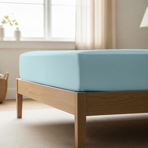 Mellanni Full Fitted Sheet - Iconic Collection Bedding Sheets with up to 16 inch Deep Pocket - Soft & Cooling - Fade & Stain Resistant - 1 PC (Full, Aqua)