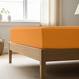 Mellanni Twin Fitted Sheet - Iconic Collection Bedding Sheets with up to 16 inch Deep Pocket - Soft & Cooling - Fade & Stain Resistant - 1 PC (Twin, Persimmon)