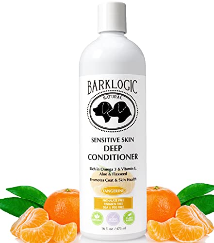 BarkLogic Sensitive Skin Deep Conditioner, Tangerine, 16 fl oz - Grooming Essentials For A Healthy Coat - No Parabens, No Phthalates, No Sulfates, No DEA & PEG, Hypoallergenic, Vegan