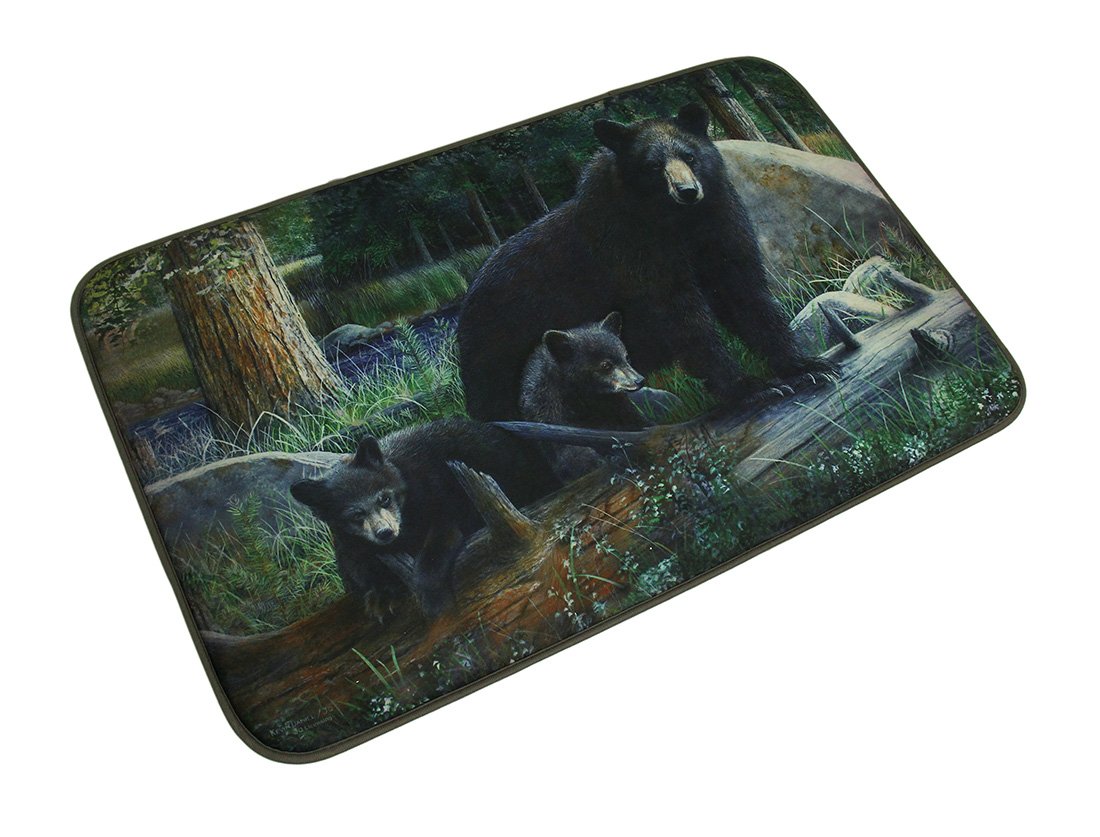 Book Cover De Leon Collections Backwoods Black Bear Family Scenic Woodland Forest Lodge Cabin Decorative Memory Foam Bath Mat Rug