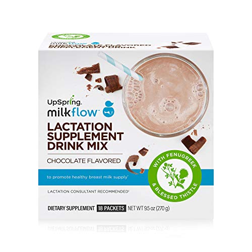 Book Cover Upspring Milkflow Breastfeeding Supplement Drink Mix with Fenugreek & Blessed Thistle | Chocolate Flavor | Lactation Supplement to Promote Healthy Breast Milk Supply | 18 Drink Mixes