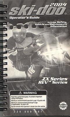 2004 SKI-DOO SNOWMOBILE ZX & REV SERIES OPERATOR MANUAL P/N 520 000 361 (850)