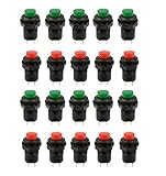 Honbay 20 Pcs 1.2inch Thread Green & Red Cap SPST Latching Type Push Button Switch Off-ON