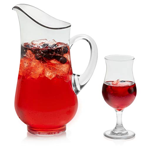Book Cover Libbey Modern Bar Sangria Entertaining Set with 6 Stemmed Glasses and Pitcher