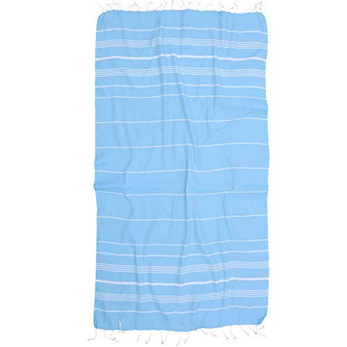 Turkish Towels by Riviera Towel Co. - Help Heal Our Oceans with A Thin Stylish Striped Beach Bath Pool Spa Towel - 100% Cotton - Turquoise
