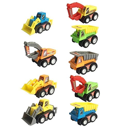 Fajiabao Kids Construction Toy Cars for 3 4 5 Year Old Boys Toddler Mini Pull Back Vehicles Excavator Truck Tractor Party Supplies Favors Birthday Gift (Color Random)