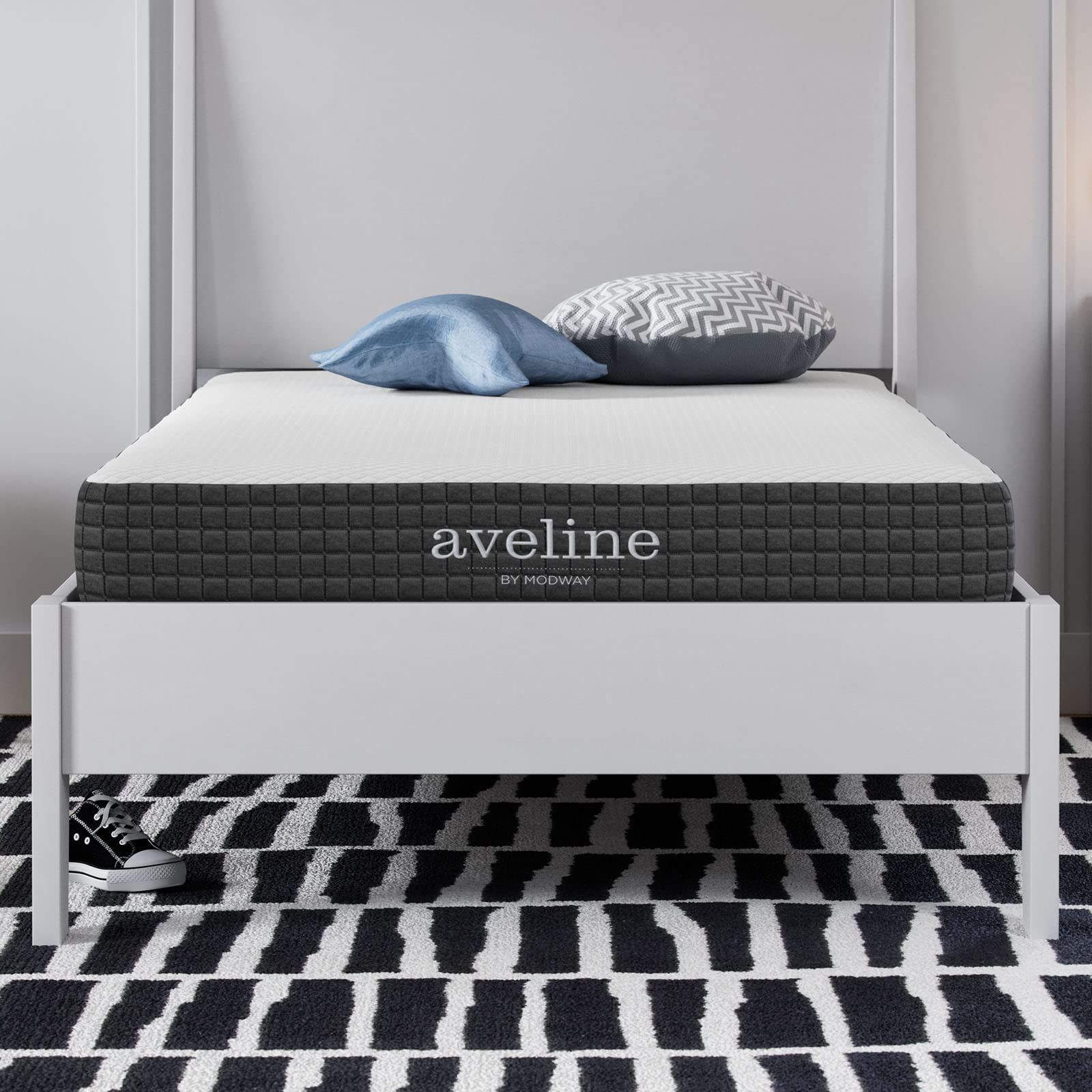 Book Cover Modway Aveline Gel Infused Memory Mattress with CertiPUR-US Certified Foam, Twin, White Twin 6 inch