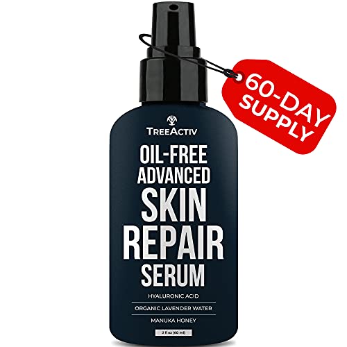 TreeActiv Oil-Free Advanced Skin Repair Serum | Manuka Honey & Hyaluronic Acid Serum for Face | Anti-Aging Treatment for Fine Lines, Scars, Age Spots | Anti-Wrinkle Gel for Men, Women | 60-Day Supply