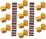 Finware XT60 XT-60 Male Female Bullet Connectors Power Plugs with Heat Shrink for RC Lipo Battery (10 Pair)