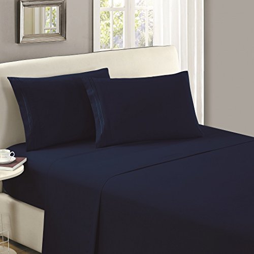 Book Cover Mellanni Twin Flat Sheet - Hotel Luxury 1800 Bedding Cooling Top Sheet - Softest Sheets - Wrinkle, Fade, Stain Resistant - 1 Twin Flat Sheet Only (Twin, Royal Blue)