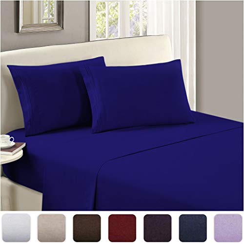 Book Cover Mellanni Luxury Flat Sheet - Brushed Microfiber 1800 Bedding Top Sheet - Wrinkle, Fade, Stain Resistant - Ultra Soft - Hypoallergenic - 1 Flat Sheet Only (Queen, Imperial Blue)