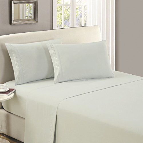 Book Cover Mellanni Queen Flat Sheet - Hotel Luxury 1800 Bedding Cooling Top Sheet - Softest Sheets - Wrinkle, Fade, Stain Resistant - 1 Queen Flat Sheet Only (Queen, Spa Mint)