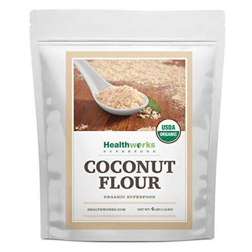 Book Cover Healthworks Coconut Flour Unrefined Raw Organic (64 Ounces / 4 Pounds) | Certified Organic | Keto, Vegan & Non- GMO | Protein Based Whole Foods | Pancakes, Waffles, Bread & Other Baked Goods