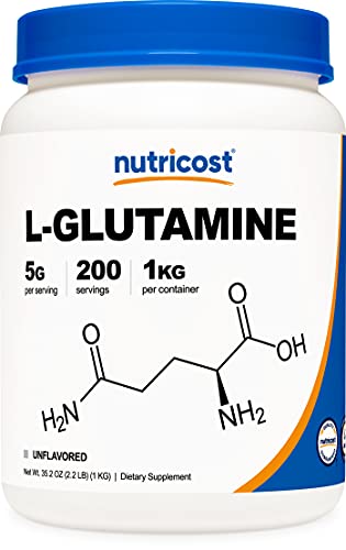 Nutricost L-Glutamine Powder 1 KG - Pure L Glutamine, 5000mg per Serving, Non-GMO, Gluten Free