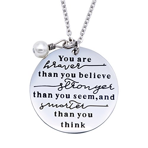 O.RIYA Always Remember You Are Braver Than You Believe Jewelry Necklace/Keyring (Grey)