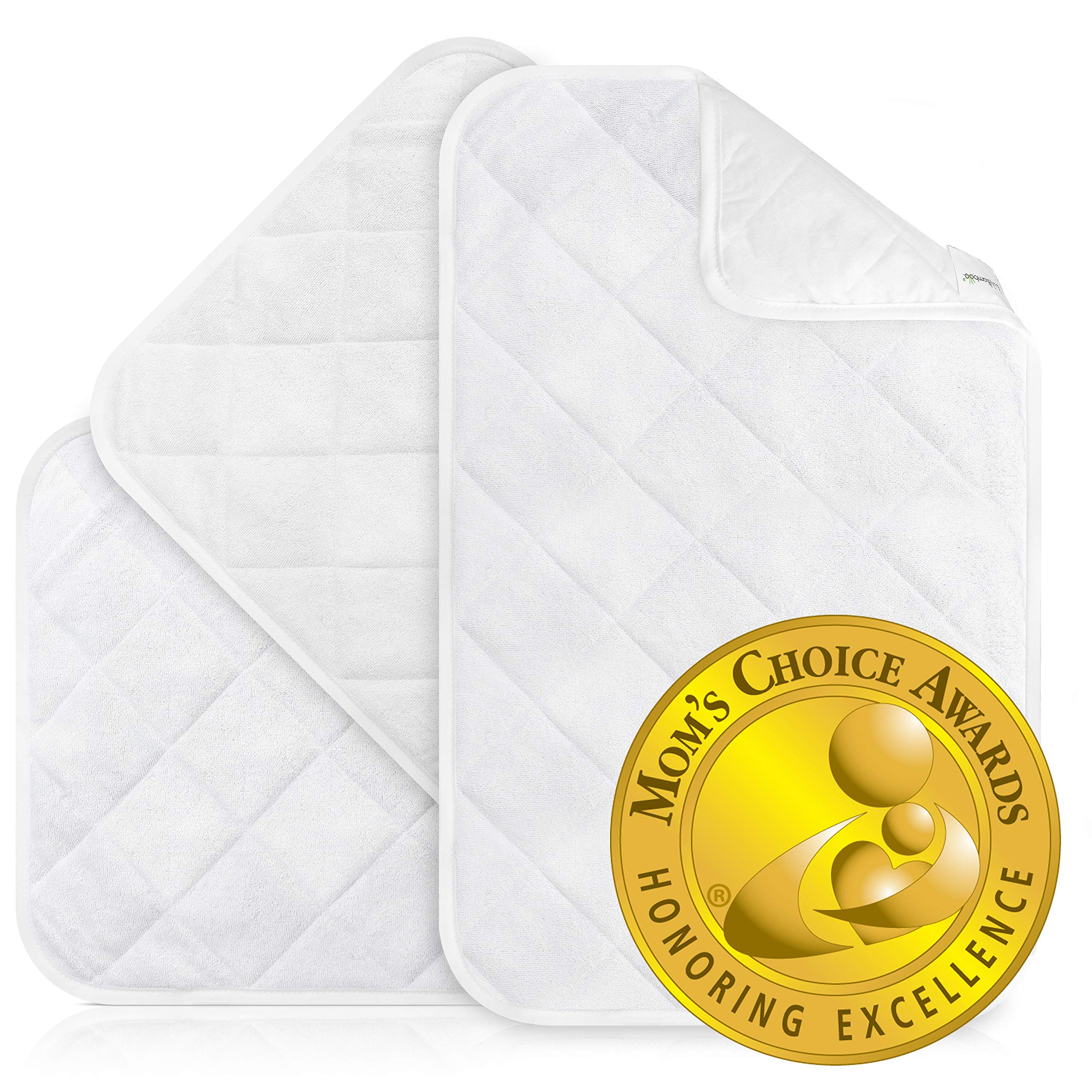Book Cover CHANGING PAD LINERS BEST for Baby Diaper Changing Table, Extra Soft Bamboo, White Waterproof Liner Cover Mat, Portable & Durable Travel Pads, Pack of 3, Baby Shower Gift Ideas