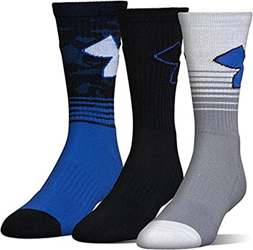 Under Armour Men's Phenom Logo Crew Socks, 3-Pairs , Blue Marker , Large