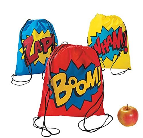 party supplies Superhero Drawstring Backpacks - 12 ct