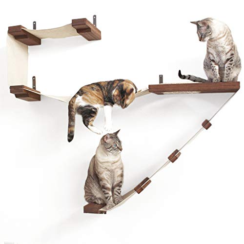 CatastrophiCreations Deluxe Cat Playplace - Cat Hammock & Climbing Activity Center - Handcrafted Wall-Mounted cat Tree