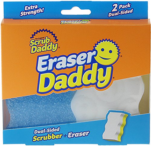 Scrub Daddy Eraser Sponge - Melamine Sponge Eraser, Multi Surface Dual-Sided Scrubber and Eraser, Water Activated, Temperature Controlled, Walls, Baseboards, Kitchen and Bathroom, 2 Count