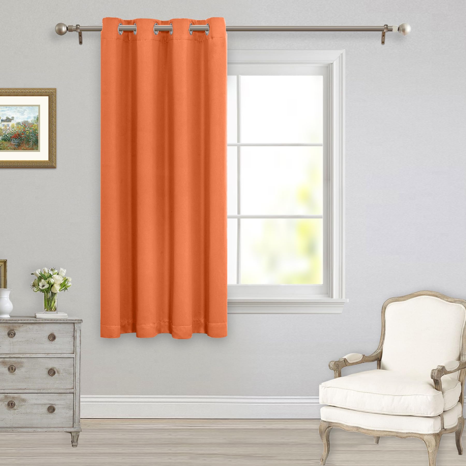 Book Cover MYSKY HOME Orange Blackout Curtain 63 Inches Length, Grommet Thermal Insulated Room Darkening Curtain Panel for Living Room Bedroom, 1 Curtain Panel, 52 x 63 Inch, Orange 52