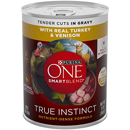 Purina ONE Natural, High Protein Gravy Wet Dog Food, SmartBlend True Instinct Real Turkey & Venison - (12) 13 oz. Cans