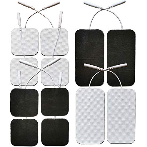 TENS Unit Replacement Pads - Compatible with AUVON and TENS 7000 Unit - Durable Self-Adhesive Electrodes Pads Combo 12 Pcs 2"X 2" and 2"X 4", Latex-Free for Lower Back and Multiple Pain Relief